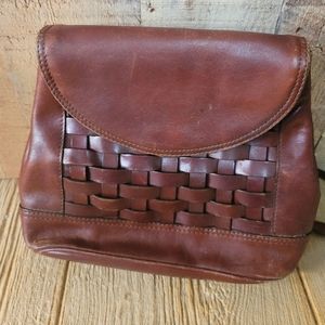 Vintage Etienne Aigner Leather Woven Front Crossbody